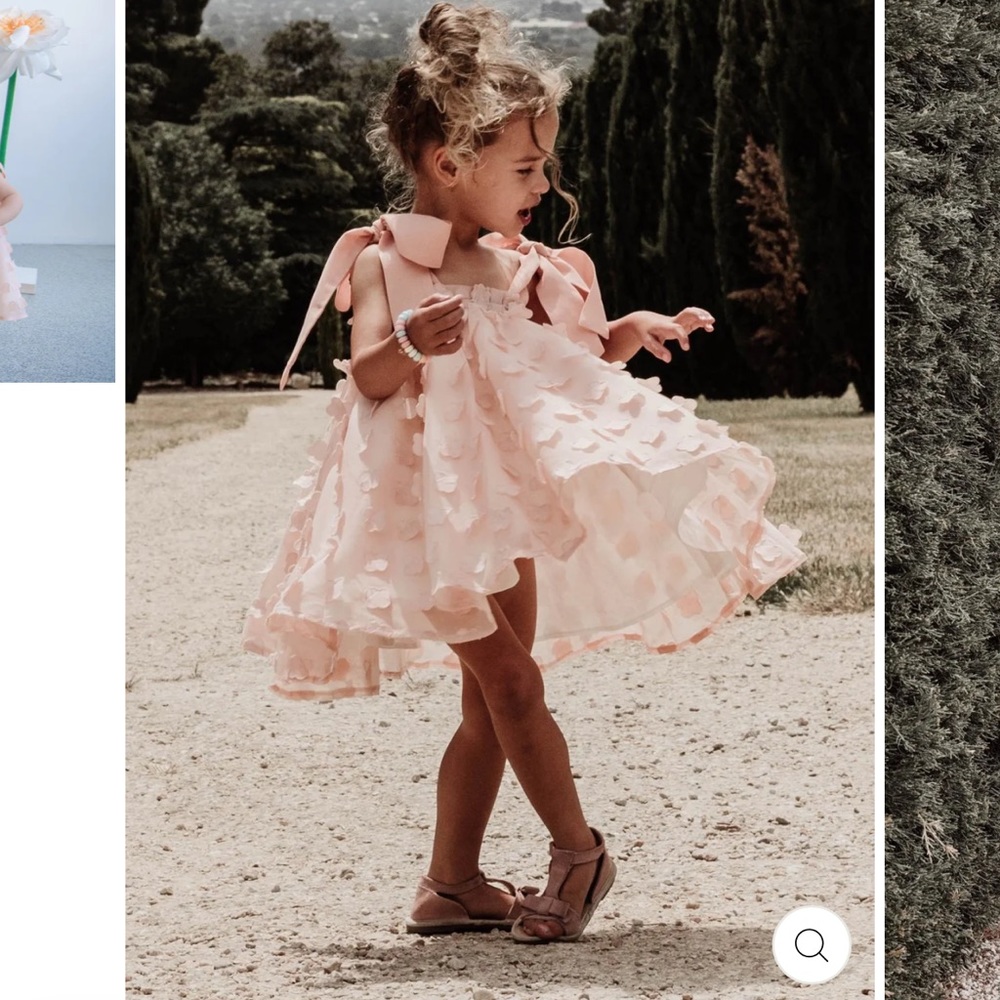 Chloe and Amelie in the meadows dress - rose petal